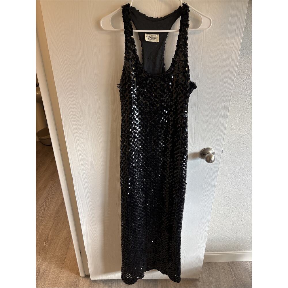 Lee Jordan New York - vintage black sequin maxi dress - Size 10